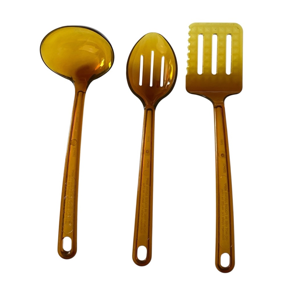 Vintage Lot of 3 UltraTemp Amber Kitchen Utensils  Robinson Knife Co Made in USA